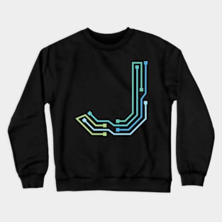 Alphabet J Circuit Typography Design Crewneck Sweatshirt